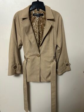 Kasper Beige Taupe Belted Jacket